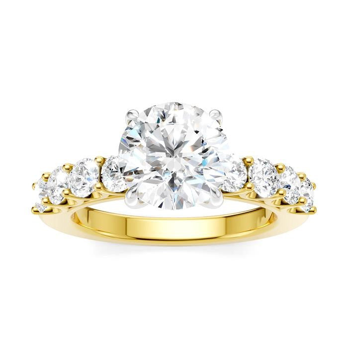 7/8 Ctw Round Shape Round Cut Diamond Semi-Mount Engagement Ring in 14K Yellow and White Gold