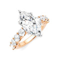 1 1/3 Ctw Marquise Shape Round Cut Diamond Semi-Mount Engagement Ring in 14K Rose and White Gold