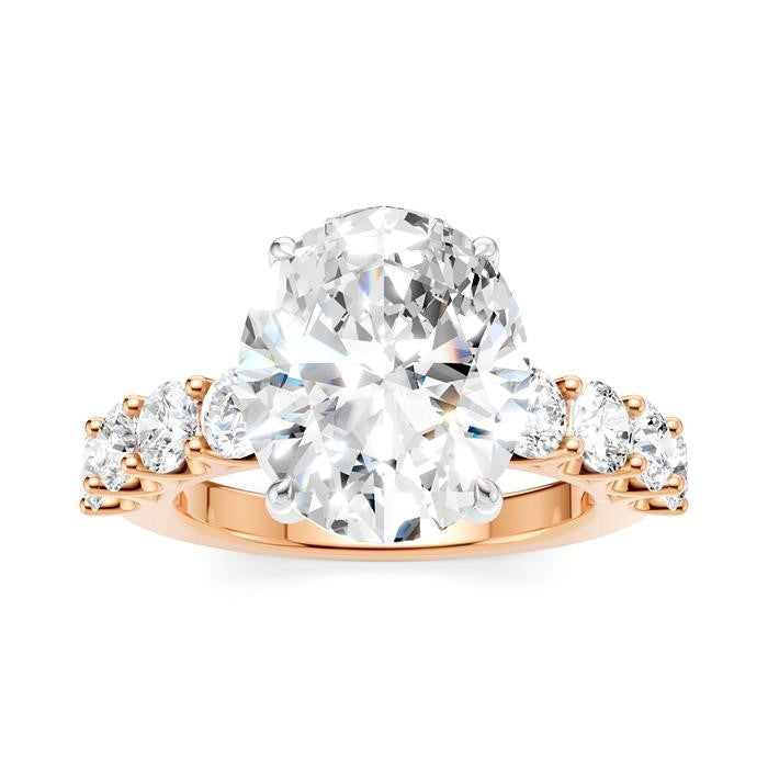 1 1/3 Ctw Oval Shape Round Cut Diamond Semi-Mount Engagement Ring in 14K Rose and White Gold