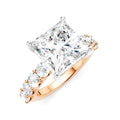 1 1/3 Ctw Princess Shape Round Cut Diamond Semi-Mount Engagement Ring in 14K Rose and White Gold