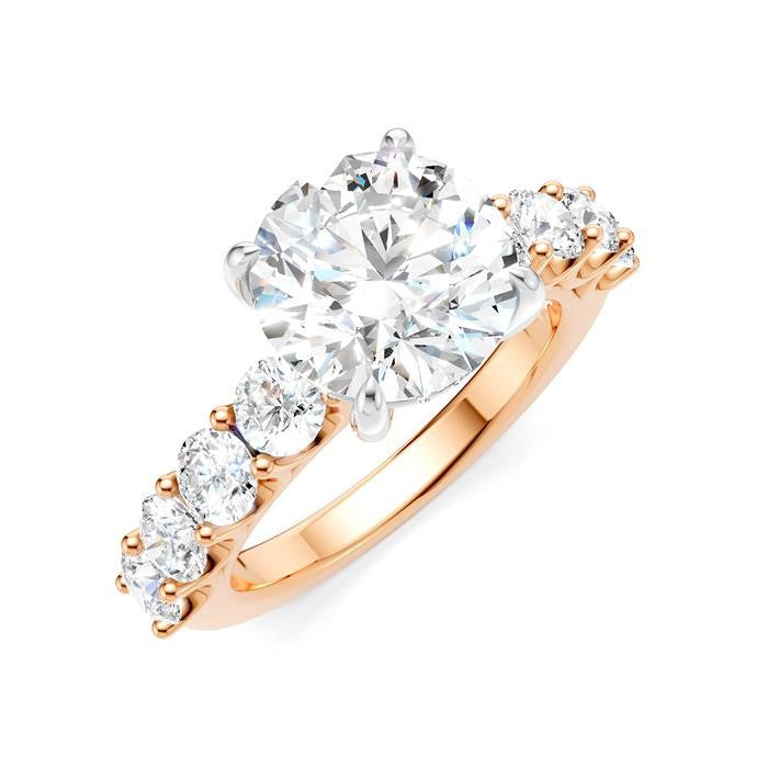 1 1/4 Ctw Round Shape Round Cut Diamond Semi-Mount Engagement Ring in 14K Rose and White Gold
