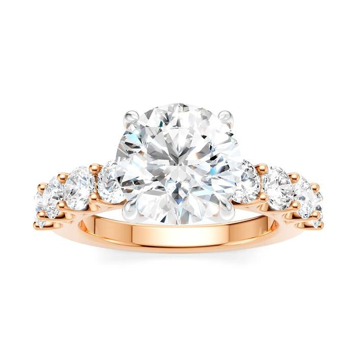 1 1/4 Ctw Round Shape Round Cut Diamond Semi-Mount Engagement Ring in 14K Rose and White Gold