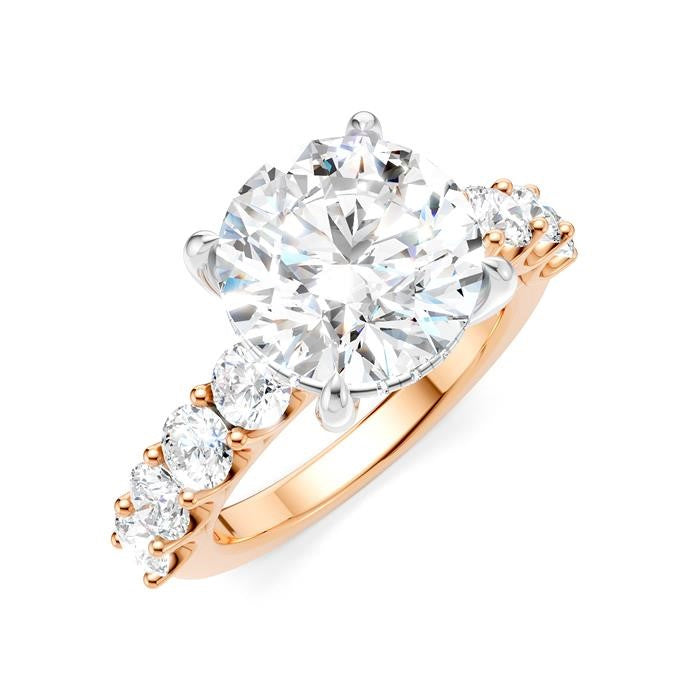 1 1/3 Ctw Round Shape Round Cut Diamond Semi-Mount Engagement Ring in 14K Rose and White Gold