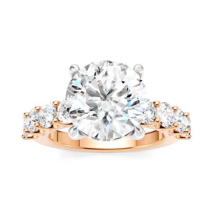 1 1/3 Ctw Round Shape Round Cut Diamond Semi-Mount Engagement Ring in 14K Rose and White Gold