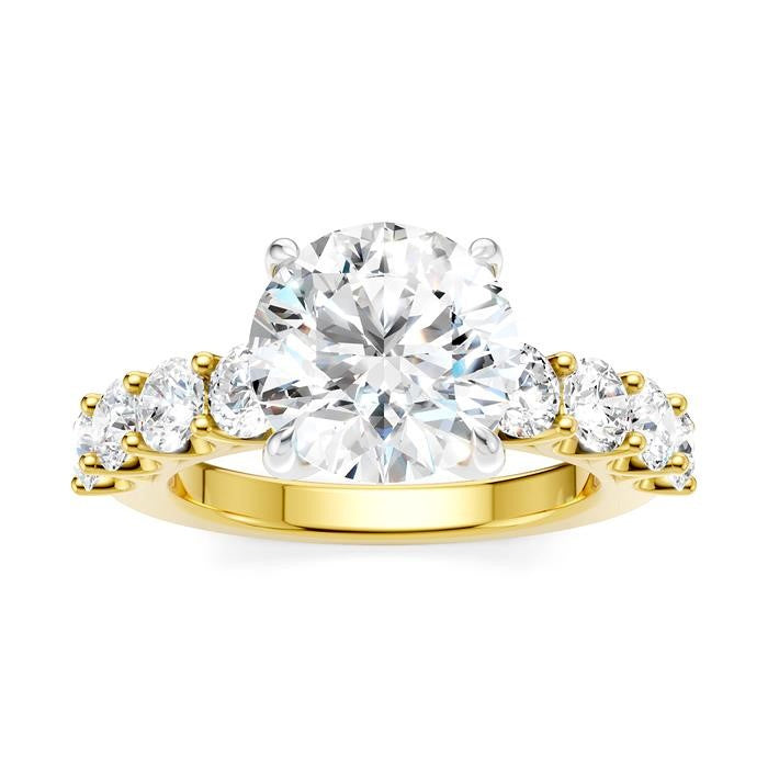 1 1/4 Ctw Round Shape Round Cut Diamond Semi-Mount Engagement Ring in 14K Yellow and White Gold