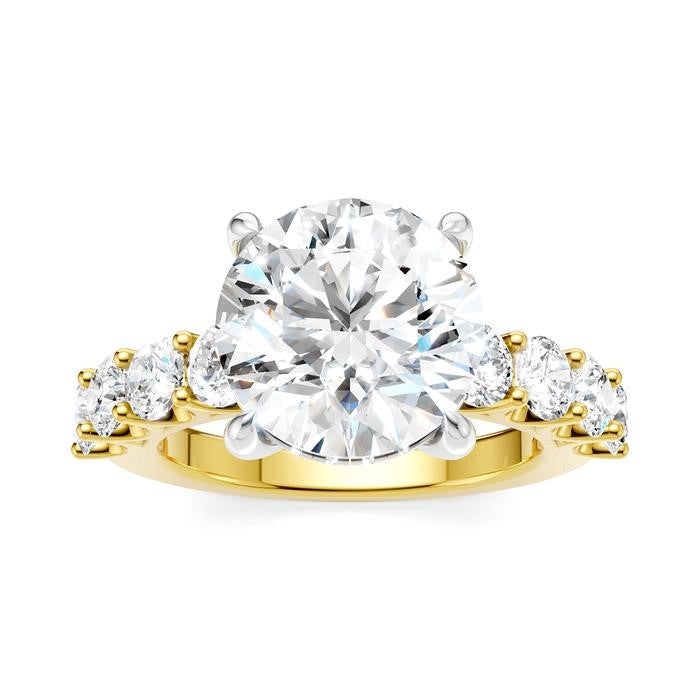 1 1/3 Ctw Round Shape Round Cut Diamond Semi-Mount Engagement Ring in 14K Yellow and White Gold