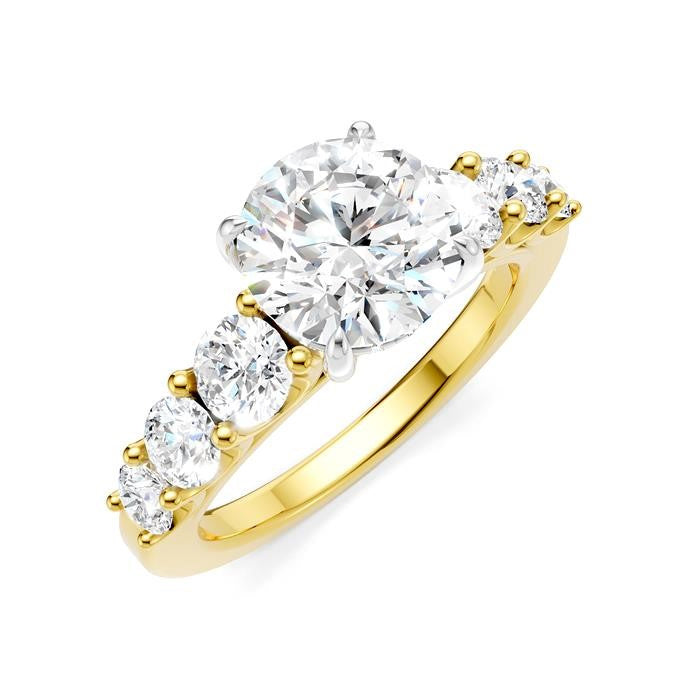 1 1/10 Ctw Round Shape Round Cut Diamond Semi-Mount Engagement Ring in 14K Yellow and White Gold