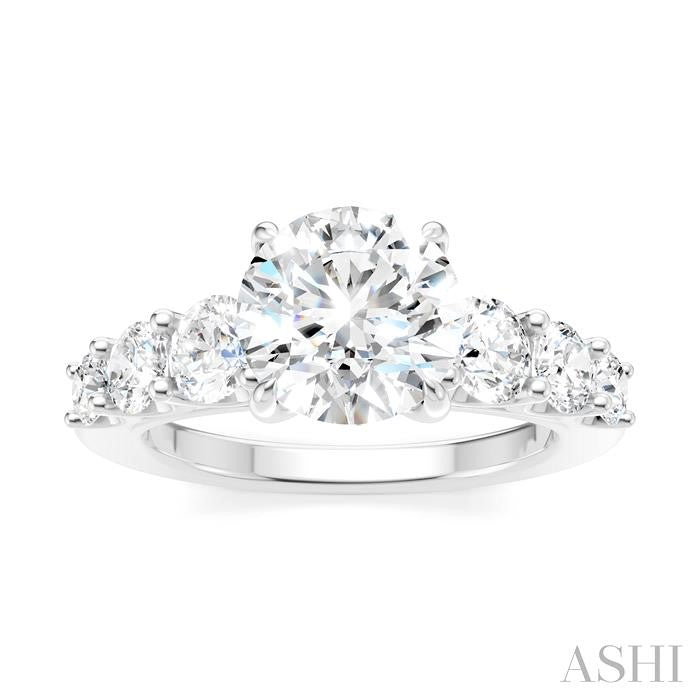 1 1/10 Ctw Round Shape Round Cut Diamond Semi-Mount Engagement Ring in 14K White Gold