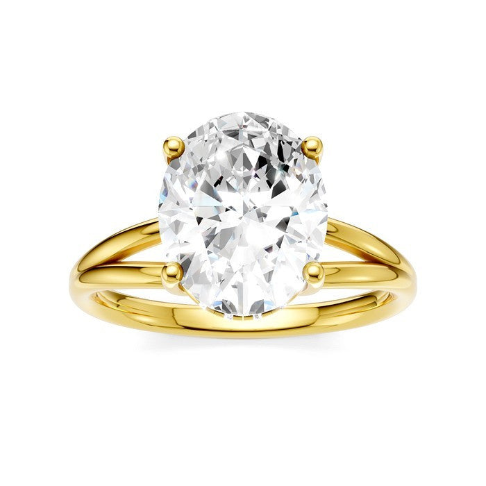 1/10 Ctw Akari Split Shank Oval Shape Round Cut Diamond Semi Mount Engagement Ring in 14K Yellow Gold
