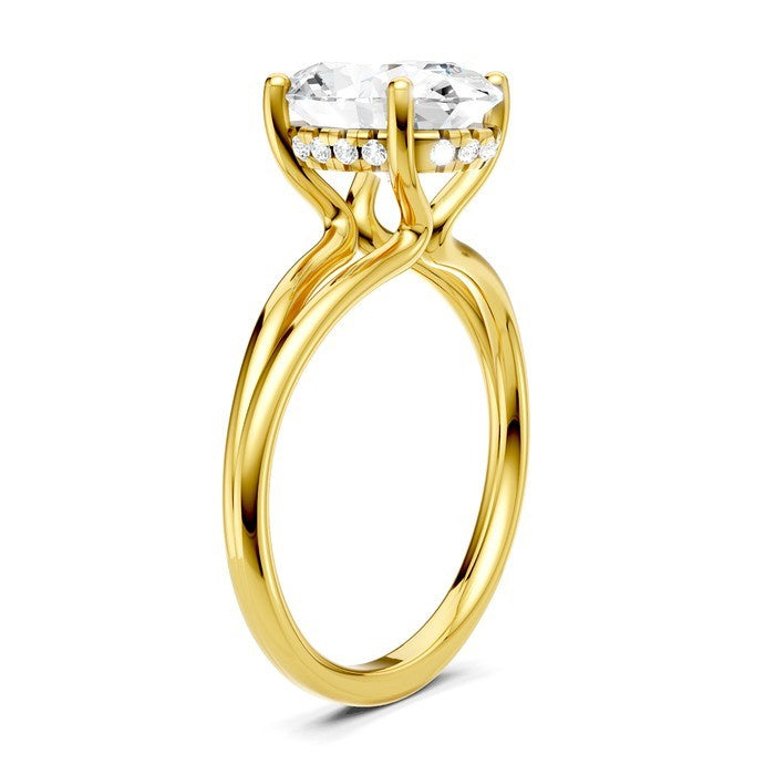 1/10 Ctw Akari Split Shank Oval Shape Round Cut Diamond Semi Mount Engagement Ring in 14K Yellow Gold