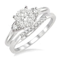 1/2 Ctw Diamond Wedding Set with 1/2 Ctw Shine Bright Engagement Ring and 1/20 Ctw Wedding Band in 14K White Gold