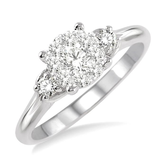 1/2 Ctw Shine Bright Round Cut Diamond Engagement Ring in 14K White Gold