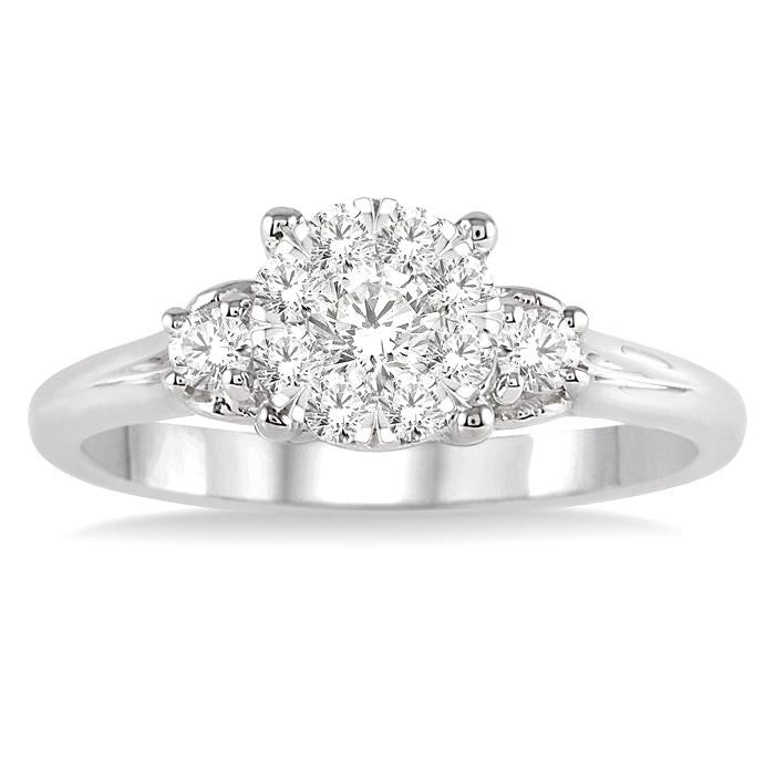 1/2 Ctw Shine Bright Round Cut Diamond Engagement Ring in 14K White Gold