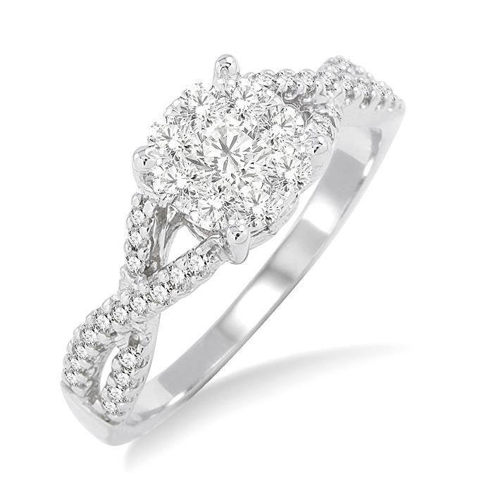 5/8 Ctw Shine Bright Round Cut Diamond Engagement Ring in 14K White Gold