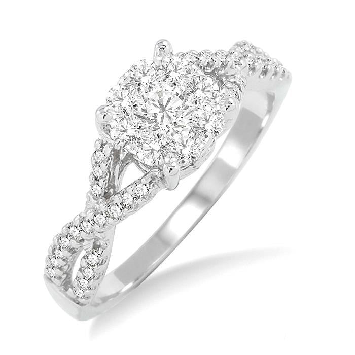 Shine Bright 14K White Gold .58 Ctw Round Cut Bridal Diamond Engagement Ring