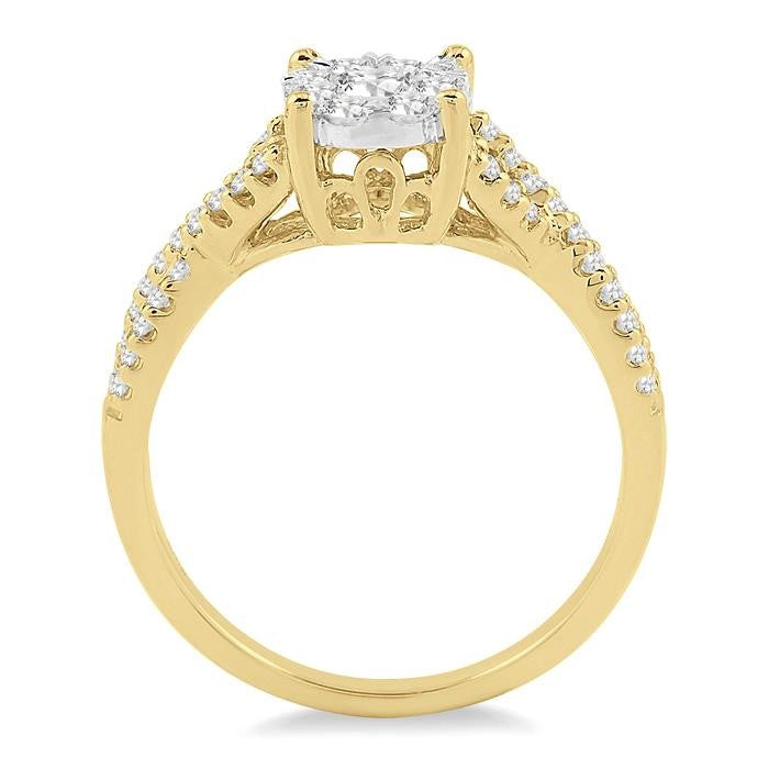 1/3 Ctw Shine Bright Round Cut Diamond Engagement Ring in 14K Yellow and White Gold