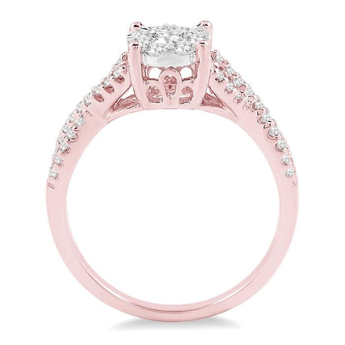 1/3 Ctw Shine Bright Round Cut Diamond Engagement Ring in 14K Rose and White Gold