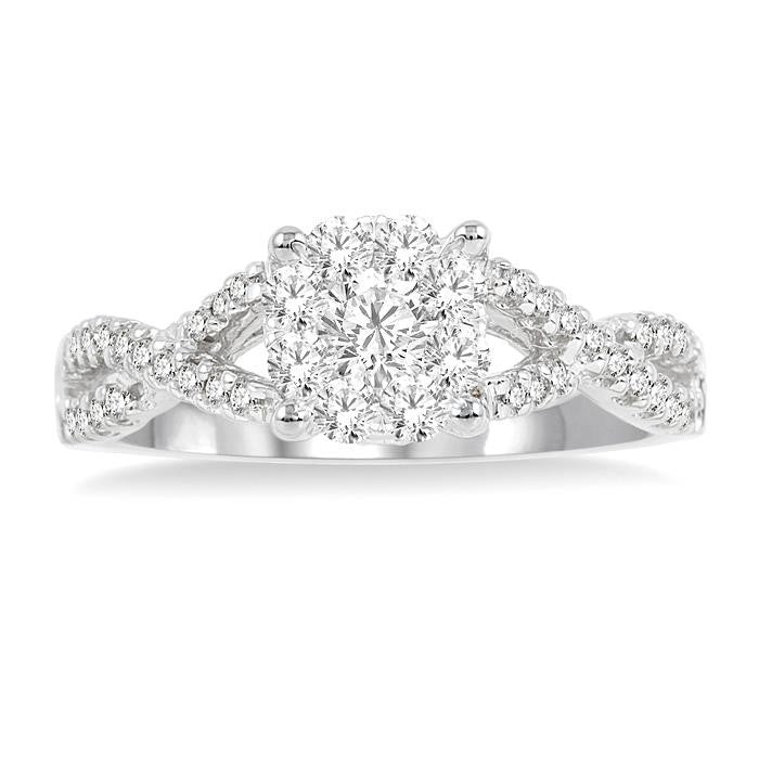 1/3 Ctw Shine Bright Round Cut Diamond Engagement Ring in 14K White Gold