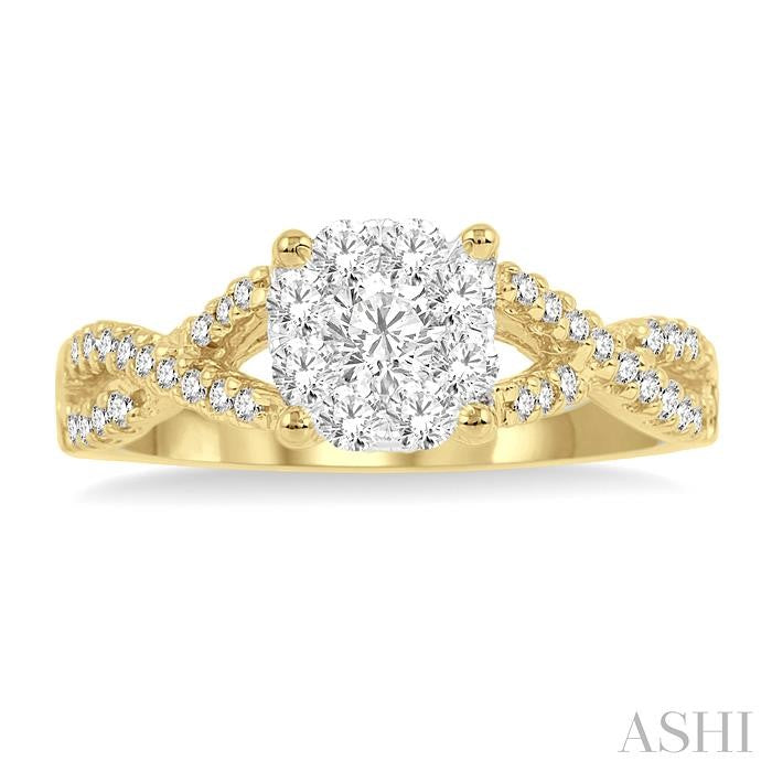 1/3 Ctw Shine Bright Round Cut Diamond Engagement Ring in 14K Yellow and White Gold