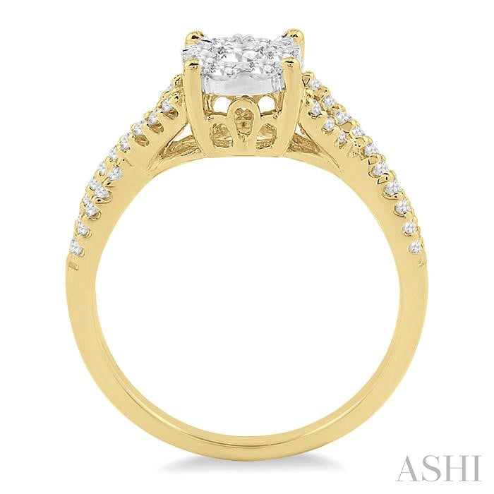 1/3 Ctw Shine Bright Round Cut Diamond Engagement Ring in 14K Yellow and White Gold