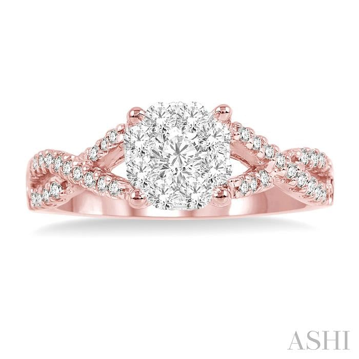 1/3 Ctw Shine Bright Round Cut Diamond Engagement Ring in 14K Rose and White Gold