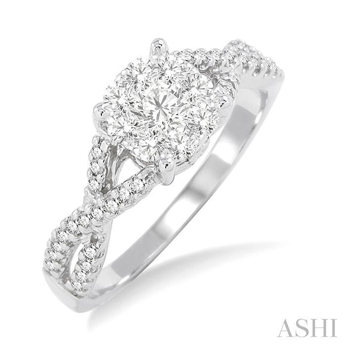 1/3 Ctw Shine Bright Round Cut Diamond Engagement Ring in 14K White Gold