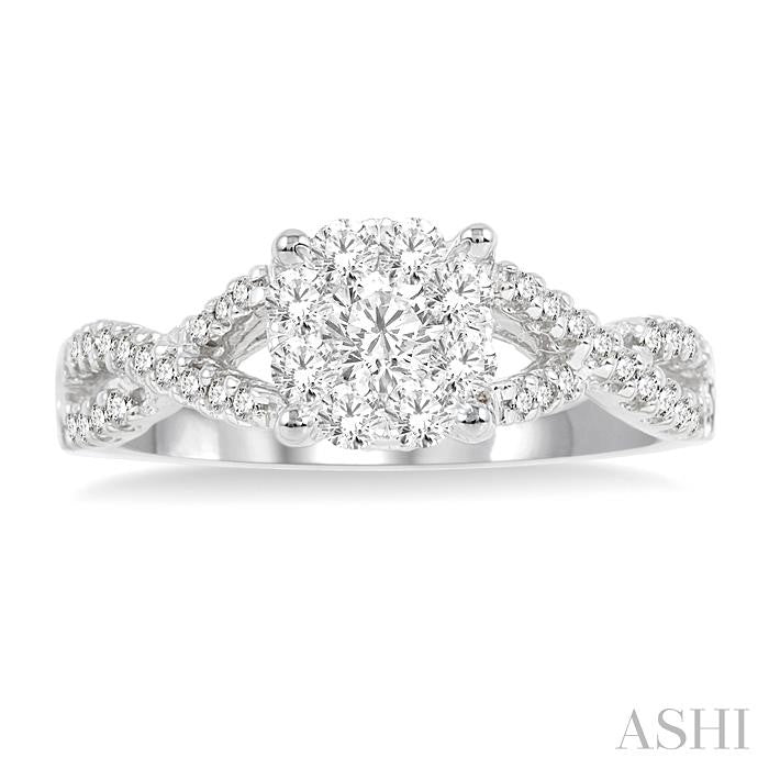 1/3 Ctw Shine Bright Round Cut Diamond Engagement Ring in 14K White Gold