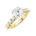 7/8 Ctw Round Shape Emerald and Round Cut Diamond Semi-Mount Engagement Ring in 14K Yellow and White Gold