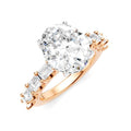 1 1/3 Ctw Oval Shape Emerald and Round Cut Diamond Semi-Mount Engagement Ring in 14K Rose and White Gold