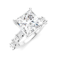 1 3/8 Ctw Princess Shape Emerald and Round Cut Diamond Semi-Mount Engagement Ring in 14K White Gold