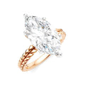 1/8 Ctw Marquise Shape Round Cut Diamond Semi-Mount Engagement Ring in 14K Rose and White Gold