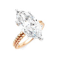 1/8 Ctw Marquise Shape Round Cut Diamond Semi-Mount Engagement Ring in 14K Rose and White Gold