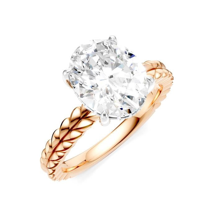 1/10 Ctw Oval Shape Round Cut Diamond Semi-Mount Engagement Ring in 14K Rose and White Gold