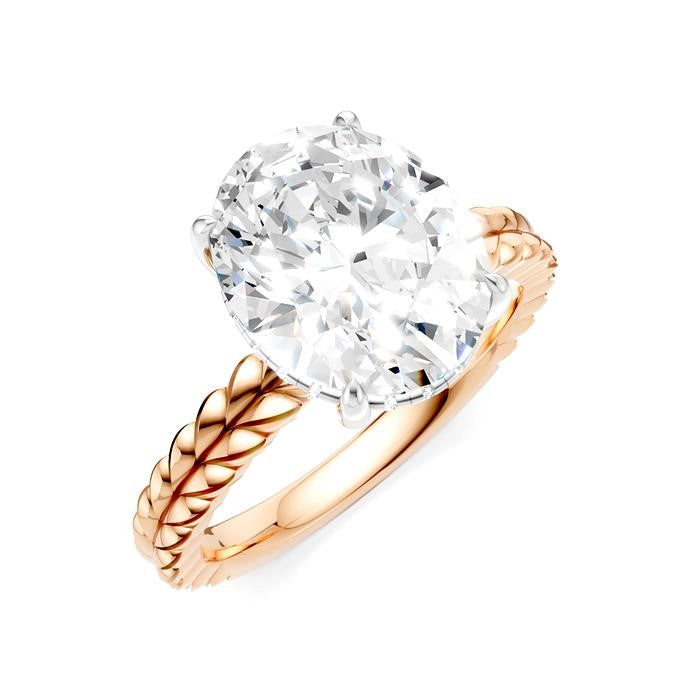 1/10 Ctw Oval Shape Round Cut Diamond Semi-Mount Engagement Ring in 14K Rose and White Gold