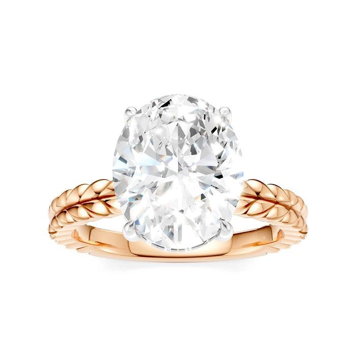 1/10 Ctw Oval Shape Round Cut Diamond Semi-Mount Engagement Ring in 14K Rose and White Gold