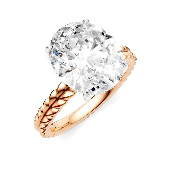 1/10 Ctw Oval Shape Round Cut Diamond Semi-Mount Engagement Ring in 14K Rose and White Gold