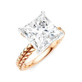 1/8 Ctw Princess Shape Round Cut Diamond Semi-Mount Engagement Ring in 14K Rose and White Gold