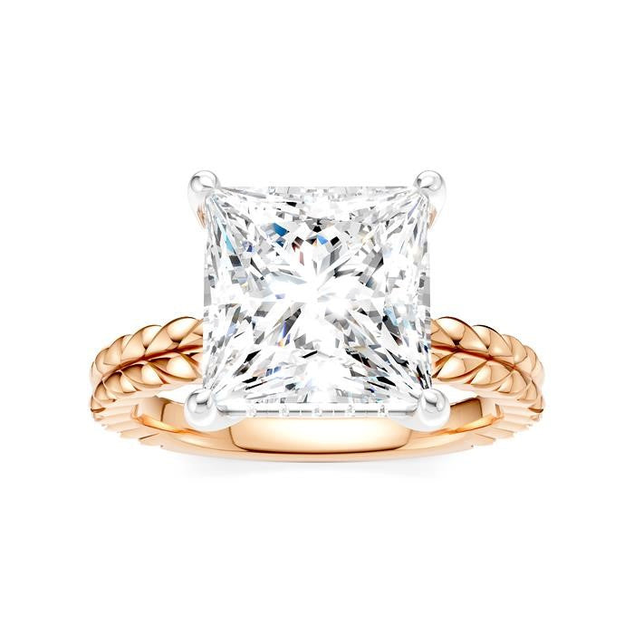 1/8 Ctw Princess Shape Round Cut Diamond Semi-Mount Engagement Ring in 14K Rose and White Gold