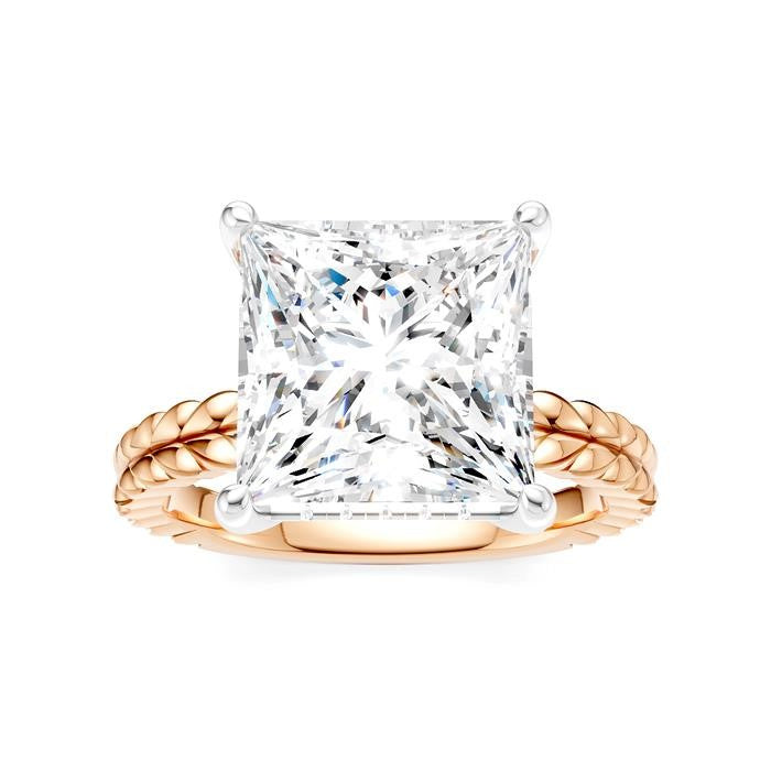 1/8 Ctw Princess Shape Round Cut Diamond Semi-Mount Engagement Ring in 14K Rose and White Gold