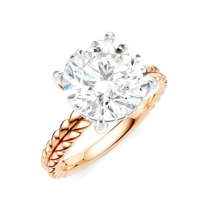 1/10 Ctw Circular Shape Round Cut Diamond Semi-Mount Engagement Ring in 14K Rose and White Gold