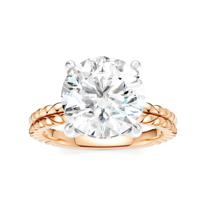 1/10 Ctw Circular Shape Round Cut Diamond Semi-Mount Engagement Ring in 14K Rose and White Gold