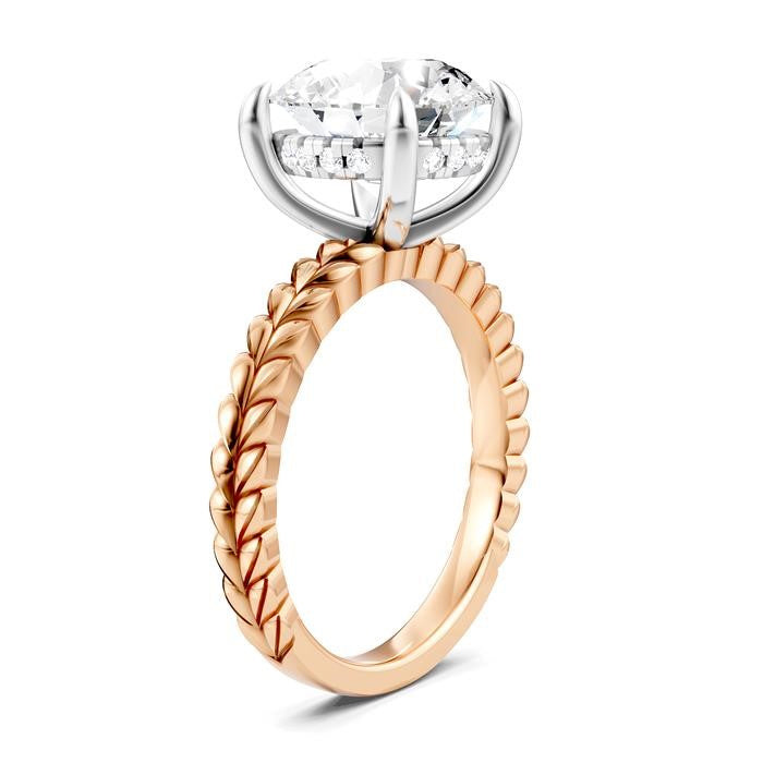 1/10 Ctw Circular Shape Round Cut Diamond Semi-Mount Engagement Ring in 14K Rose and White Gold
