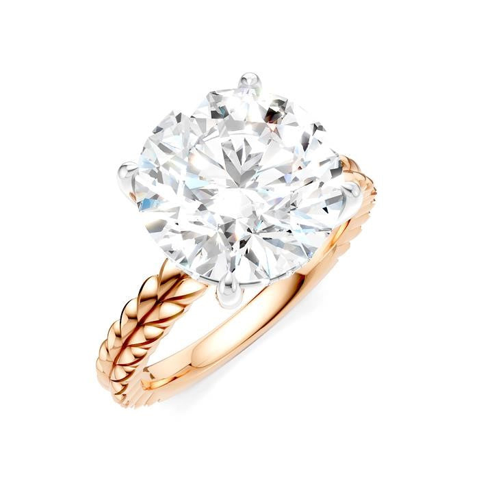1/10 Ctw Round Shape Round Cut Diamond Semi-Mount Engagement Ring in 14K Rose and White Gold
