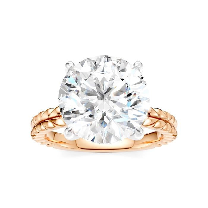 1/10 Ctw Round Shape Round Cut Diamond Semi-Mount Engagement Ring in 14K Rose and White Gold