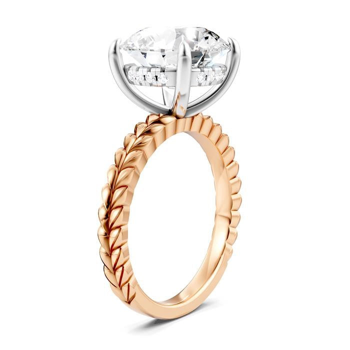 1/10 Ctw Round Shape Round Cut Diamond Semi-Mount Engagement Ring in 14K Rose and White Gold