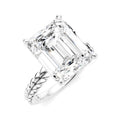 1/8 Ctw Emerald Shape Round Cut Diamond Semi-Mount Engagement Ring in 14K White Gold