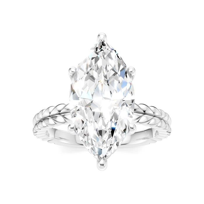 1/8 Ctw Marquise Shape Round Cut Diamond Semi-Mount Engagement Ring in 14K White Gold