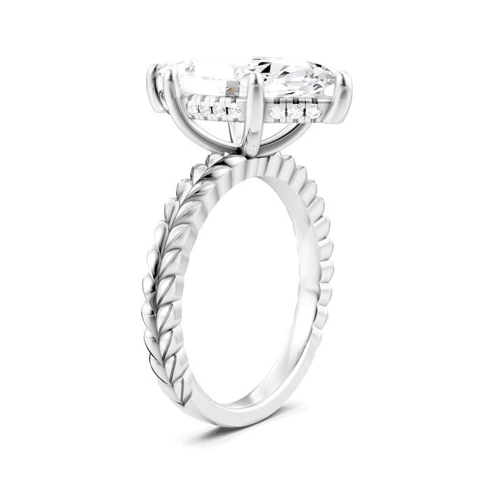 1/8 Ctw Marquise Shape Round Cut Diamond Semi-Mount Engagement Ring in 14K White Gold