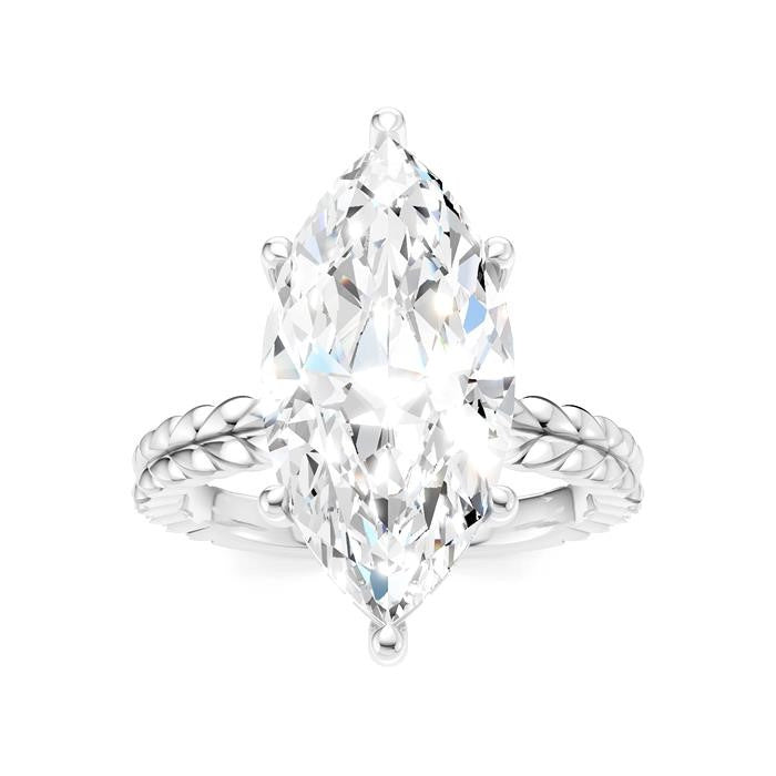 1/8 Ctw Marquise Shape Round Cut Diamond Semi-Mount Engagement Ring in 14K White Gold