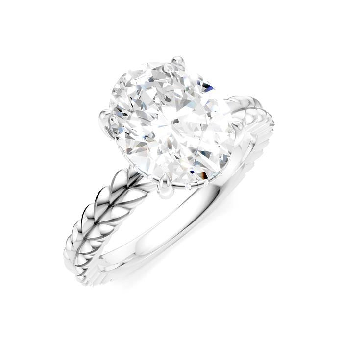 1/10 Ctw Oval Shape Round Cut Diamond Semi-Mount Engagement Ring in 14K White Gold